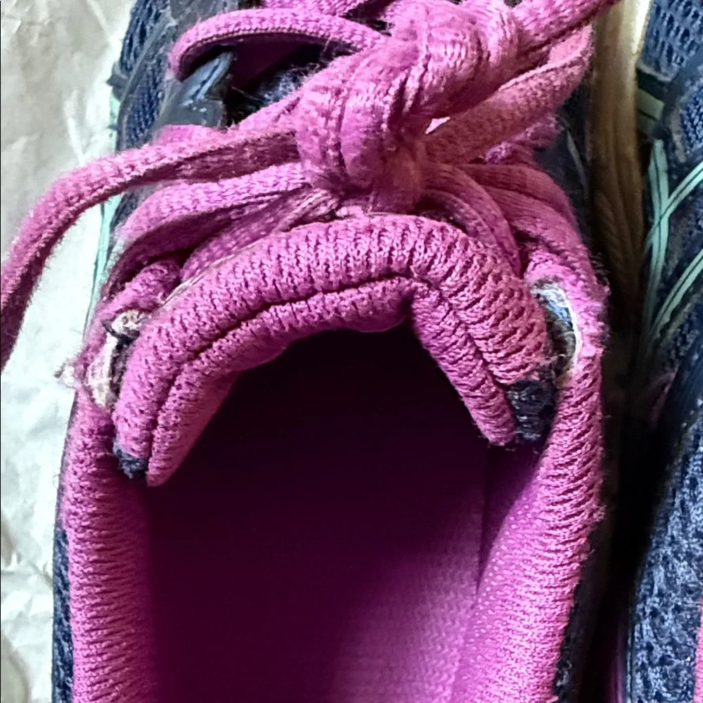 ASICS Navy and Magenta Kids Athletic Running Shoes